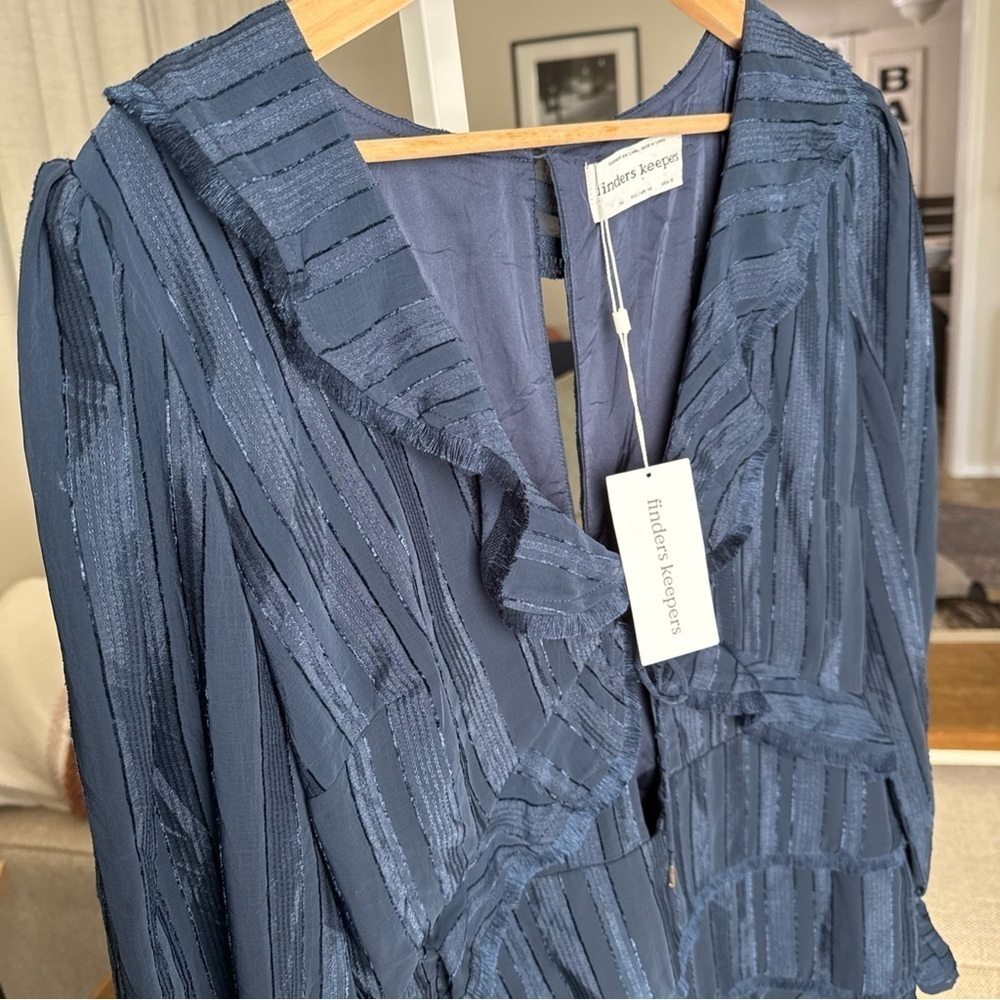 Finders Keepers Soraya Navy Blue Mini Dress Size XL NWT - Picture 5 of 16